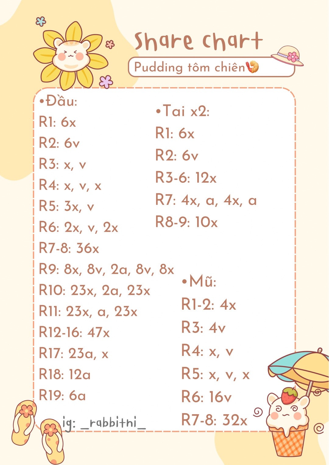 chart móc len pudding tôm chiên