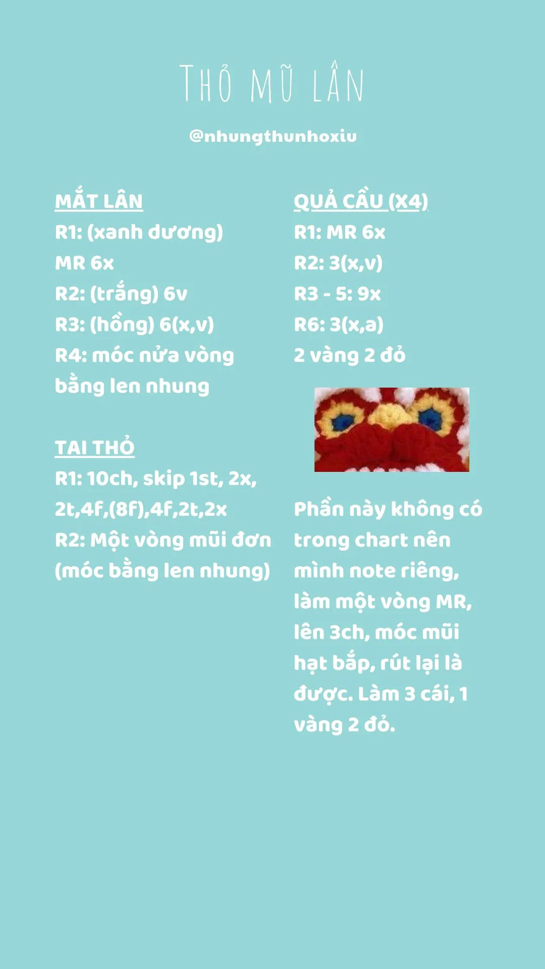 Chart móc len thỏ mũ lân