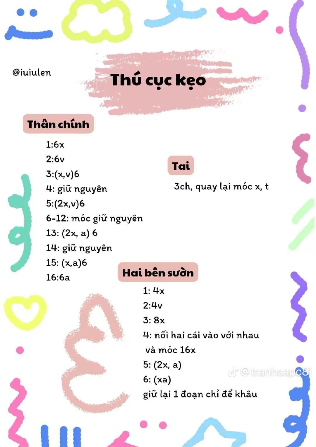 chart móc len thú cục kẹo.