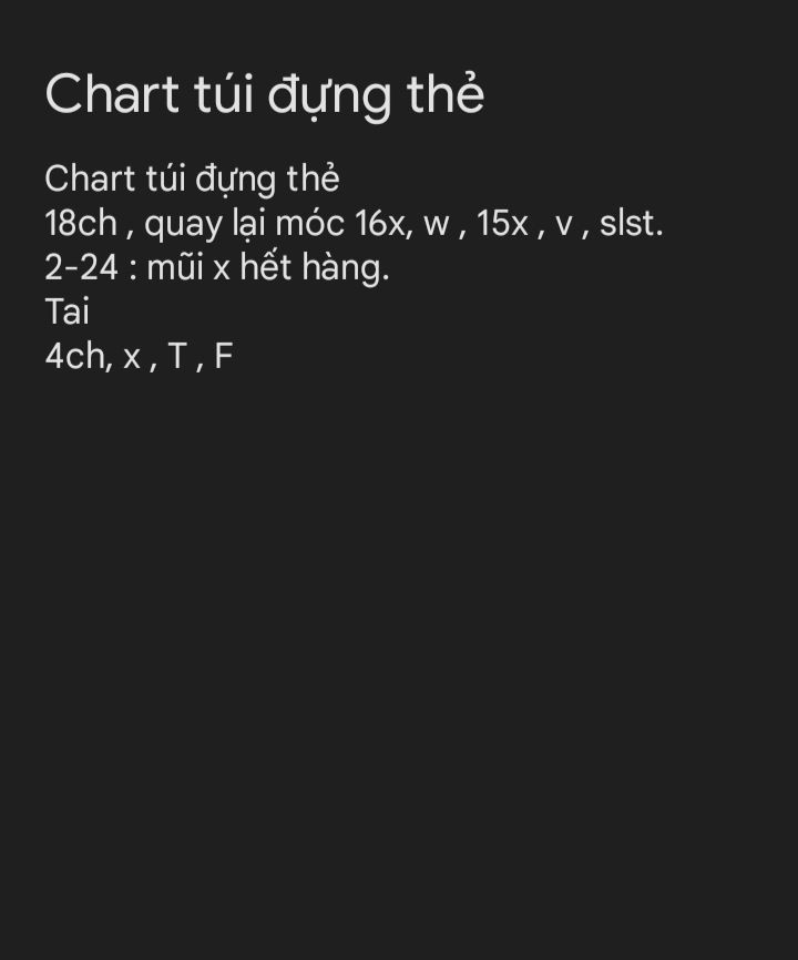 Chart móc len túi đựng thẻ.