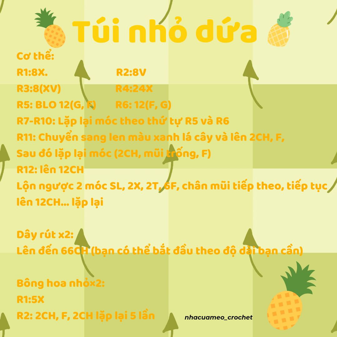 Chart móc len túi nhỏ dứa.