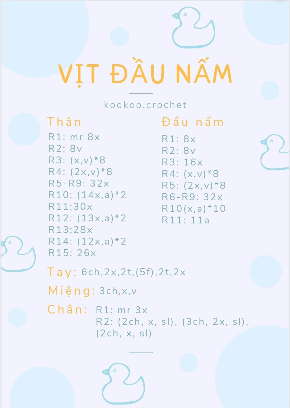 Chart móc, móc khóa vịt đầu nấm.