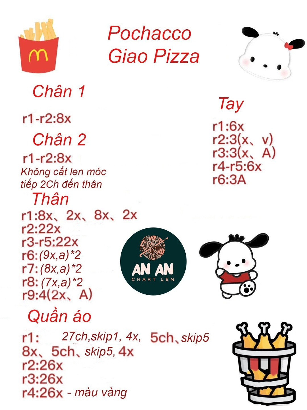 chart móc pochacco giao pizza.