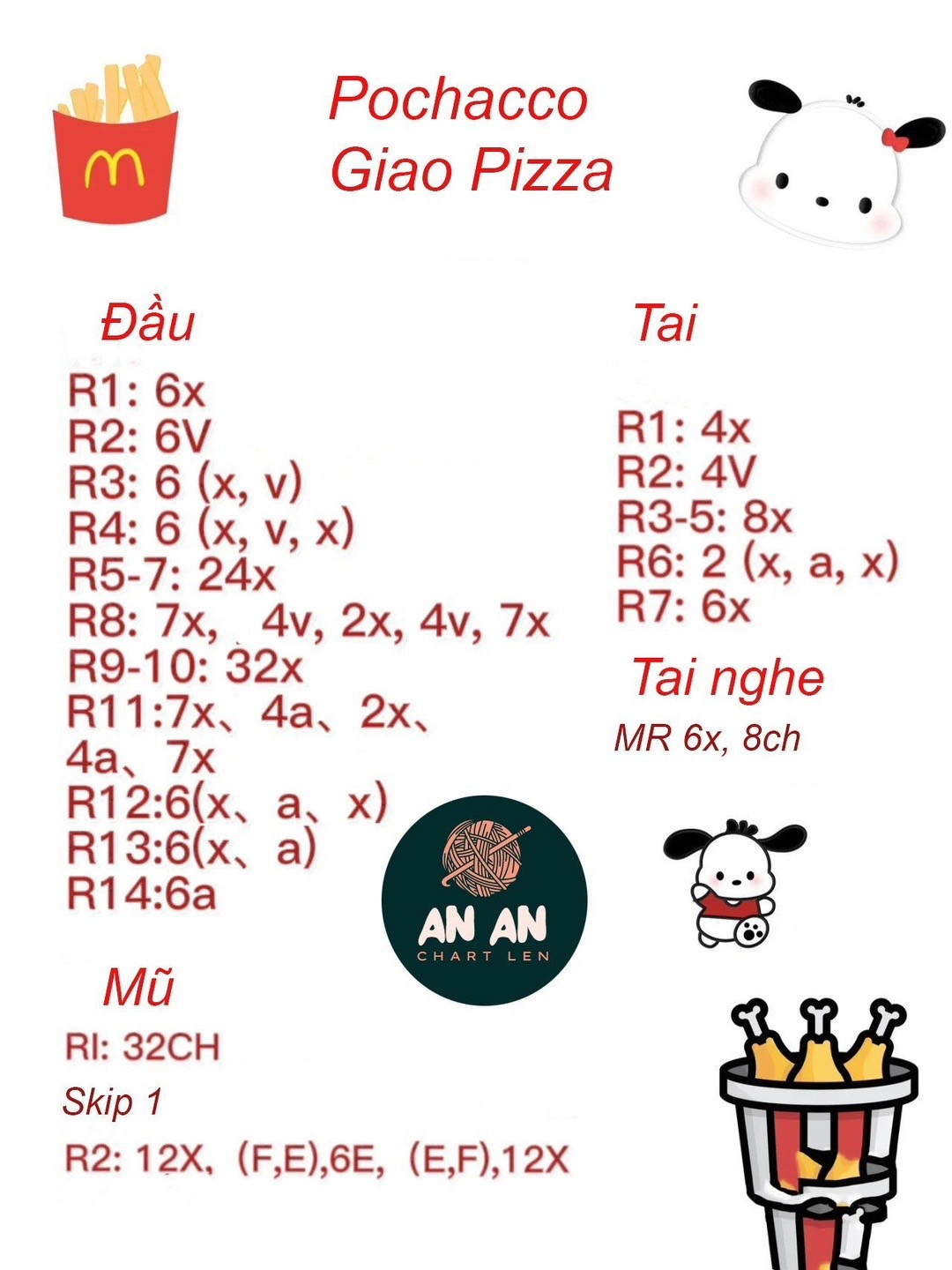 chart móc pochacco giao pizza.