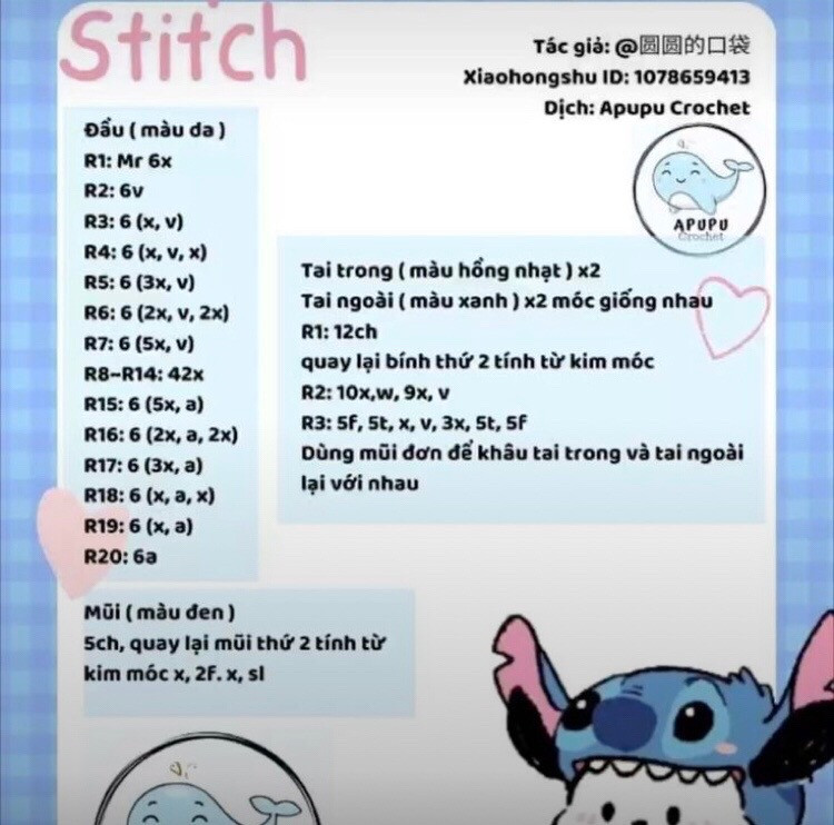 chart móc stitch