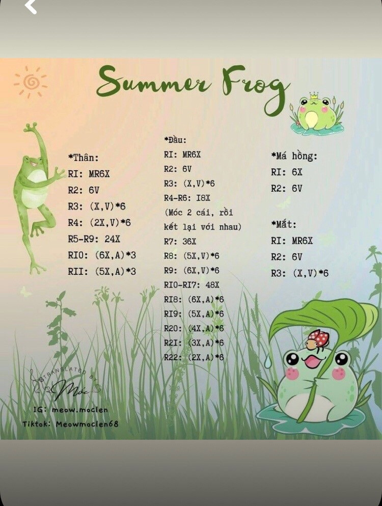 chart móc summer frog