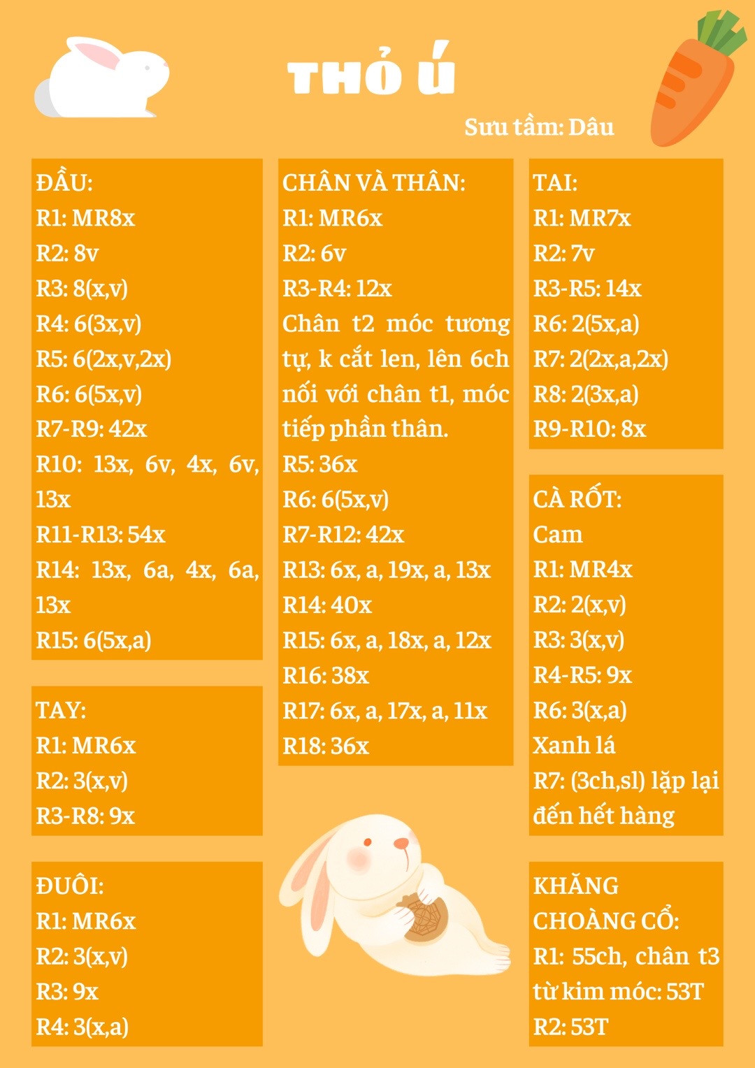 chart móc thỏ ú quấn khăn