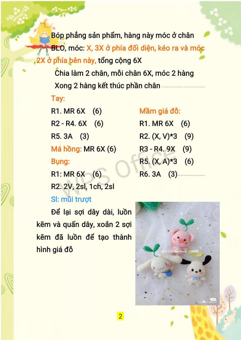 chart móc thú đáng yêu, heo hồng, thỏ trắng, chó