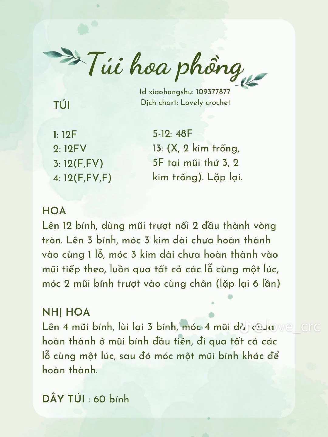 chart móc túi hoa phồng.