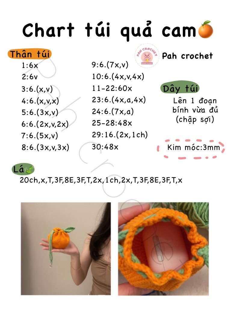 Chart móc túi quả cam