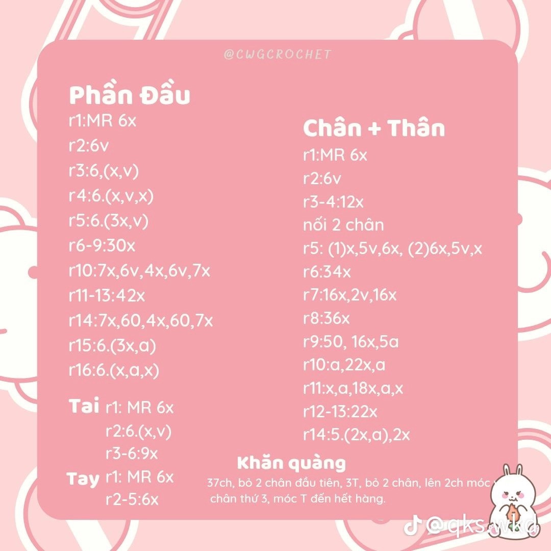 chart thỏ trắng quấn khăn xanh