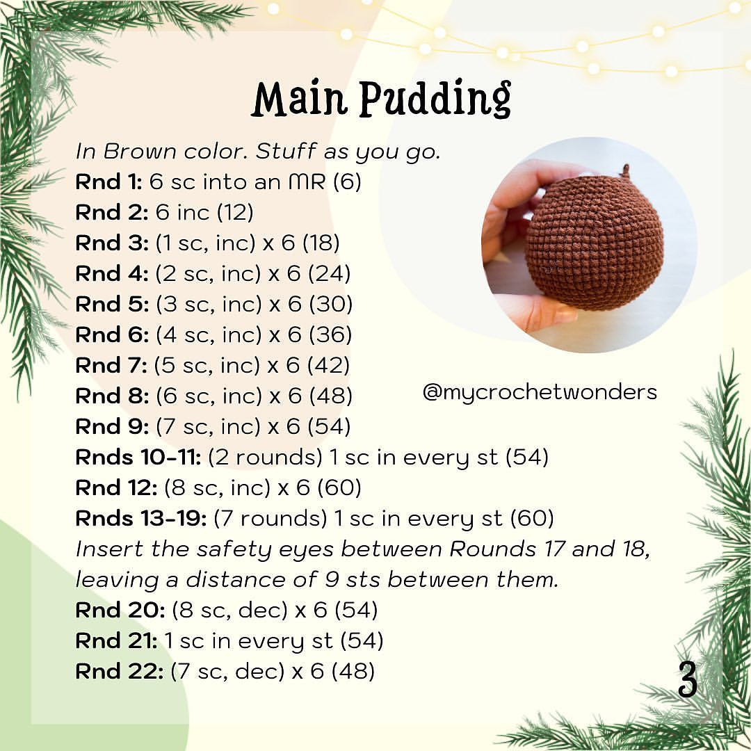 christmas pudding cupcake free pattern