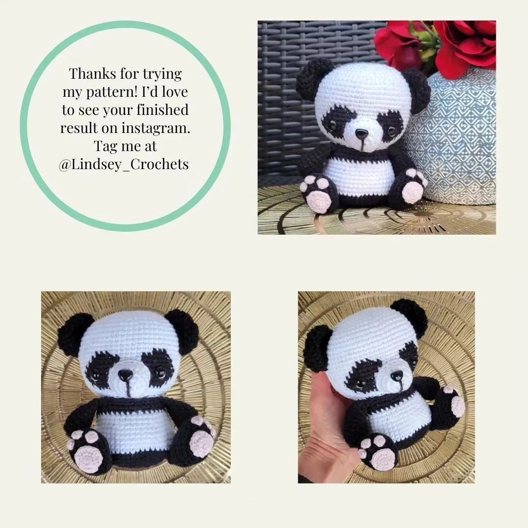 crochet panda pattern white and black