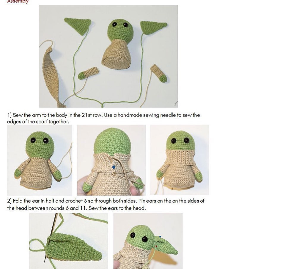 crochet pattern baby alien toy, baby yoda.