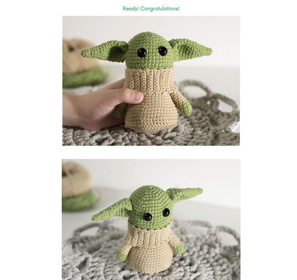 crochet pattern baby alien toy, baby yoda.