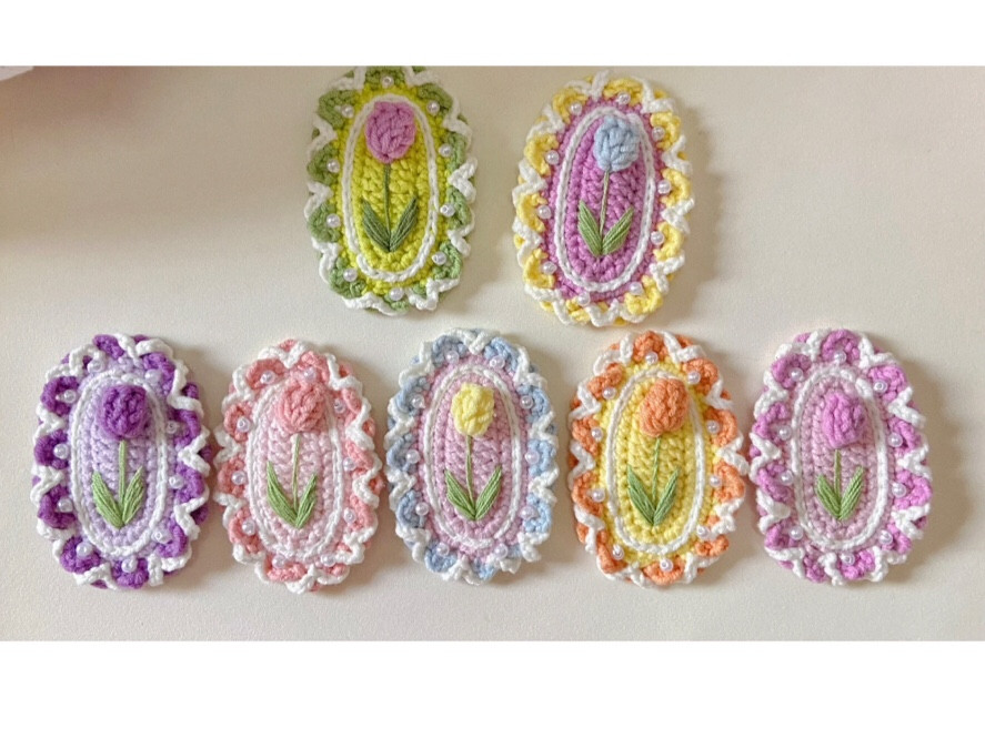 crochet pattern flower hairpin