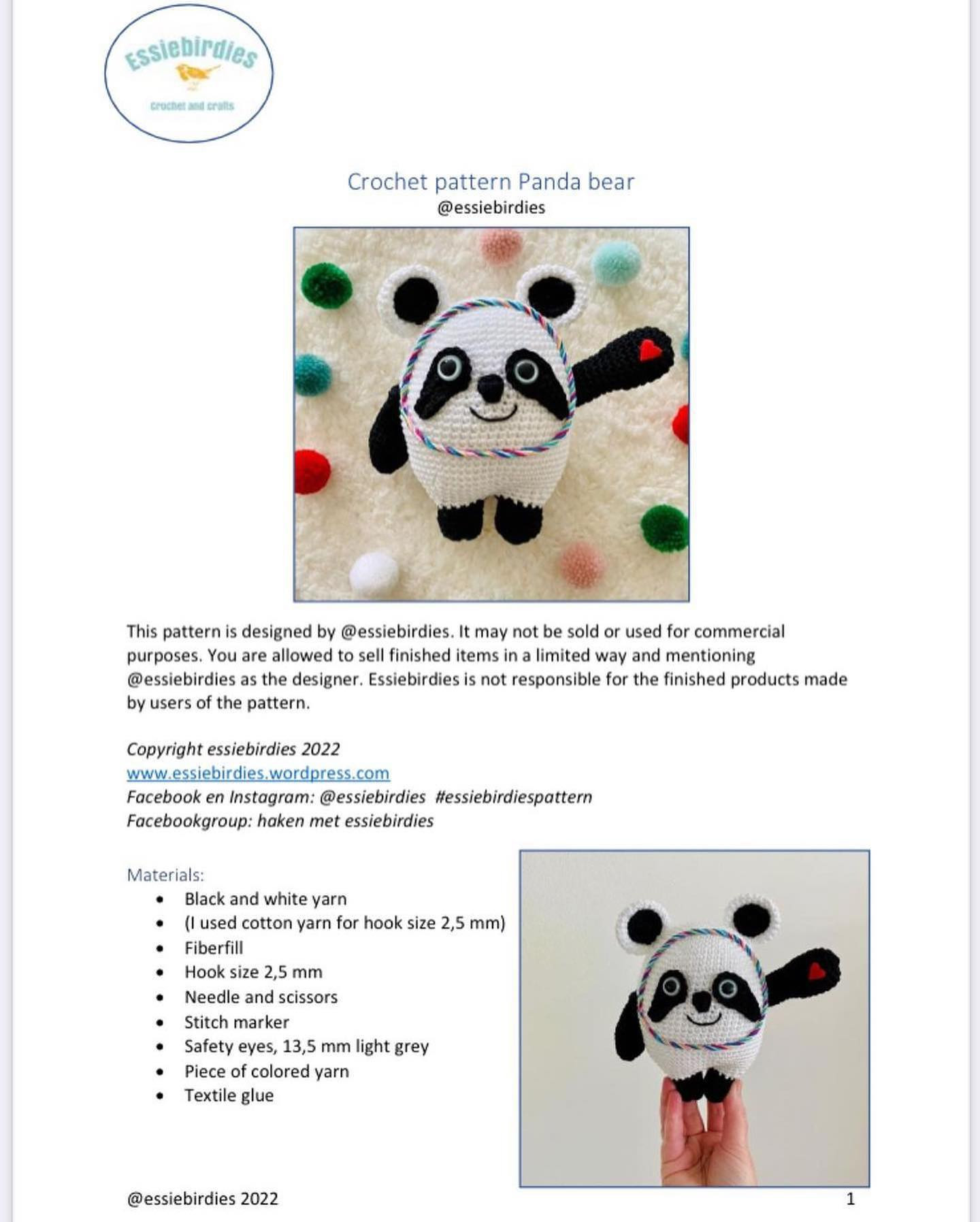 crochet pattern panda bear