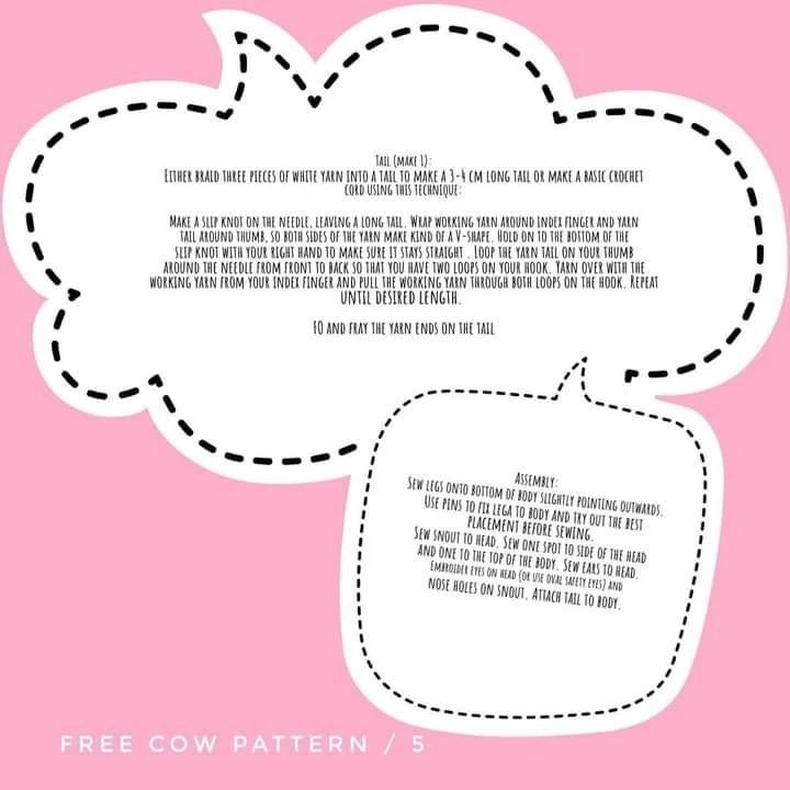 dairy cow pink snout black spots crochet pattern