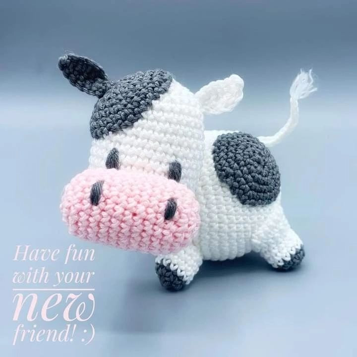 dairy cow pink snout black spots crochet pattern