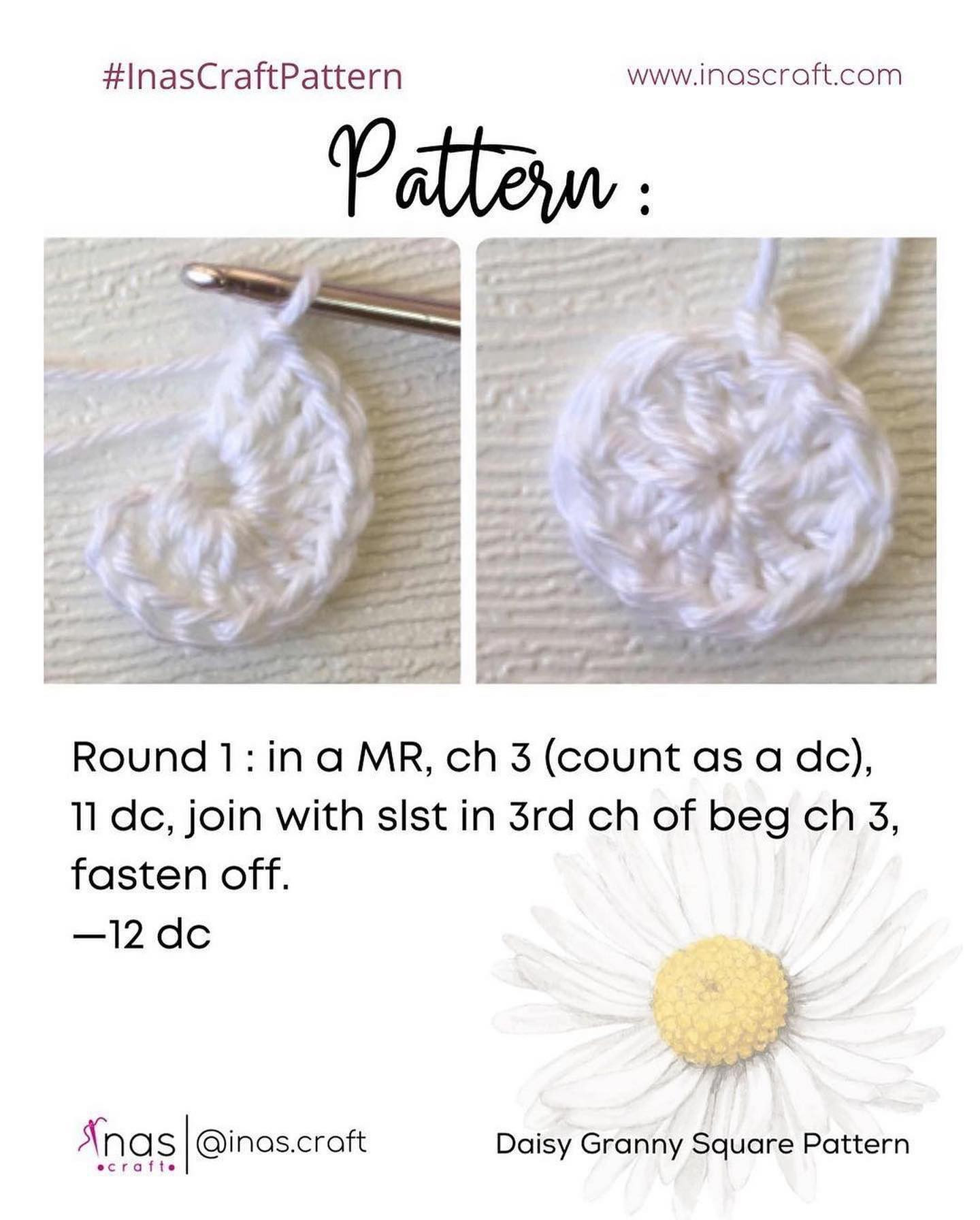 daisy granny square crochet pattern