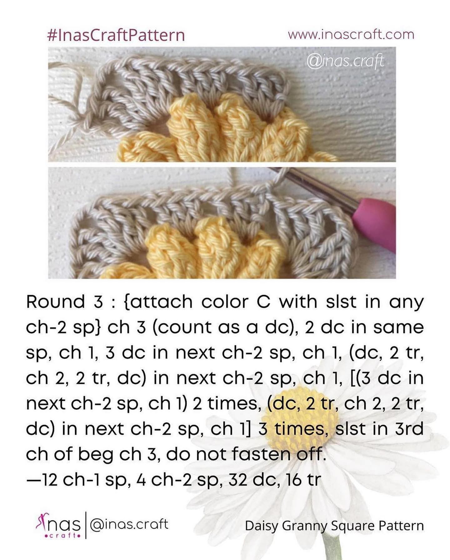 daisy granny square crochet pattern