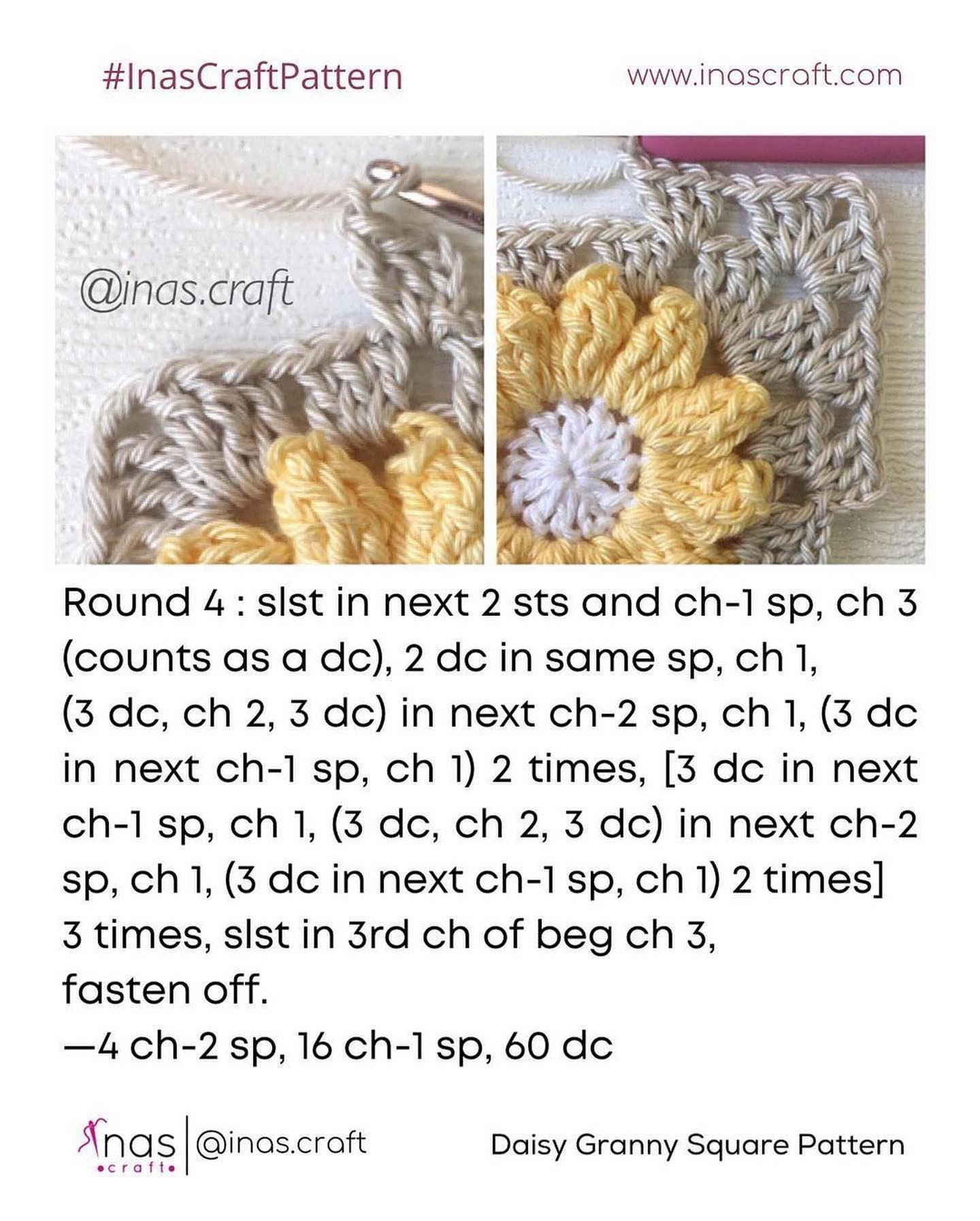 daisy granny square crochet pattern