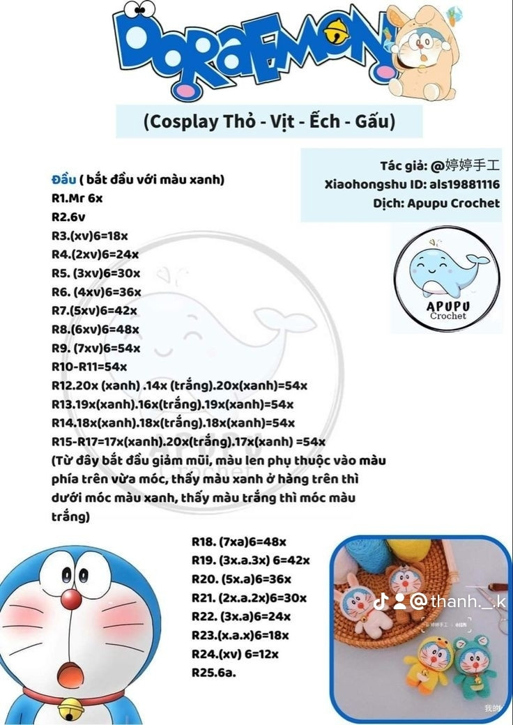 doraemon cosplay thỏ vịt ếch gấu