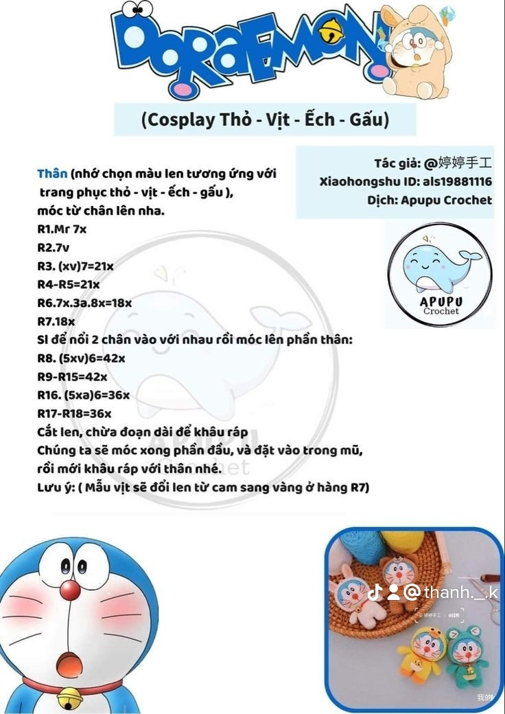 doraemon cosplay thỏ vịt ếch gấu