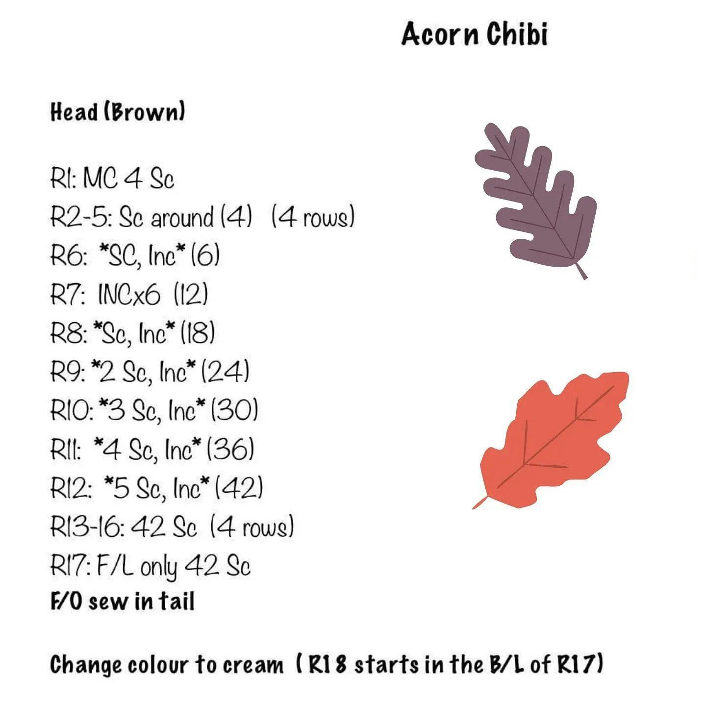 free acorn chibi pattern
