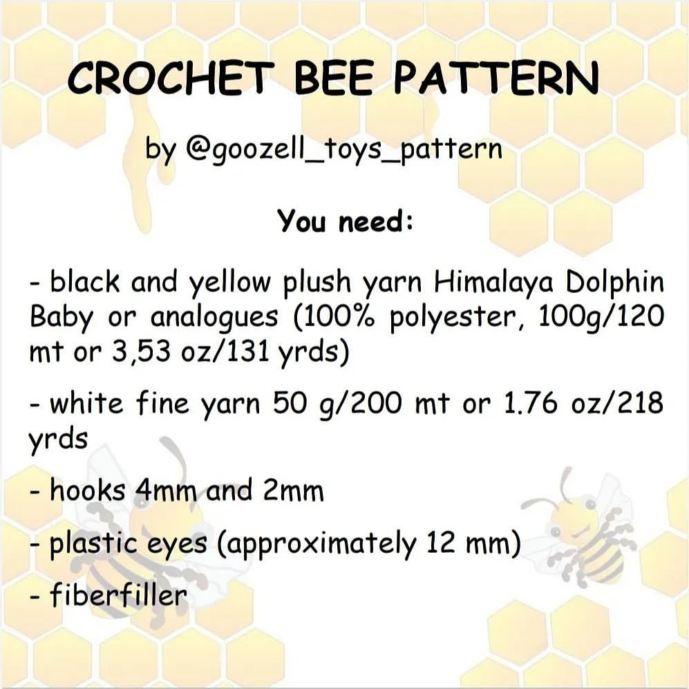 free crochet bee pattern yellow, black