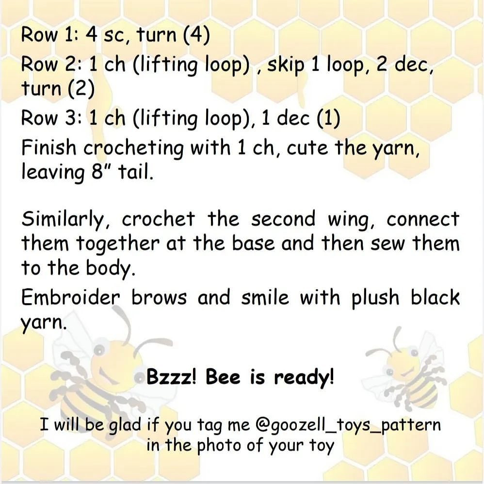 free crochet bee pattern yellow, black