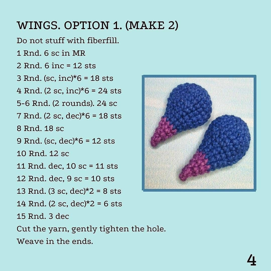 free crochet description birds keychains