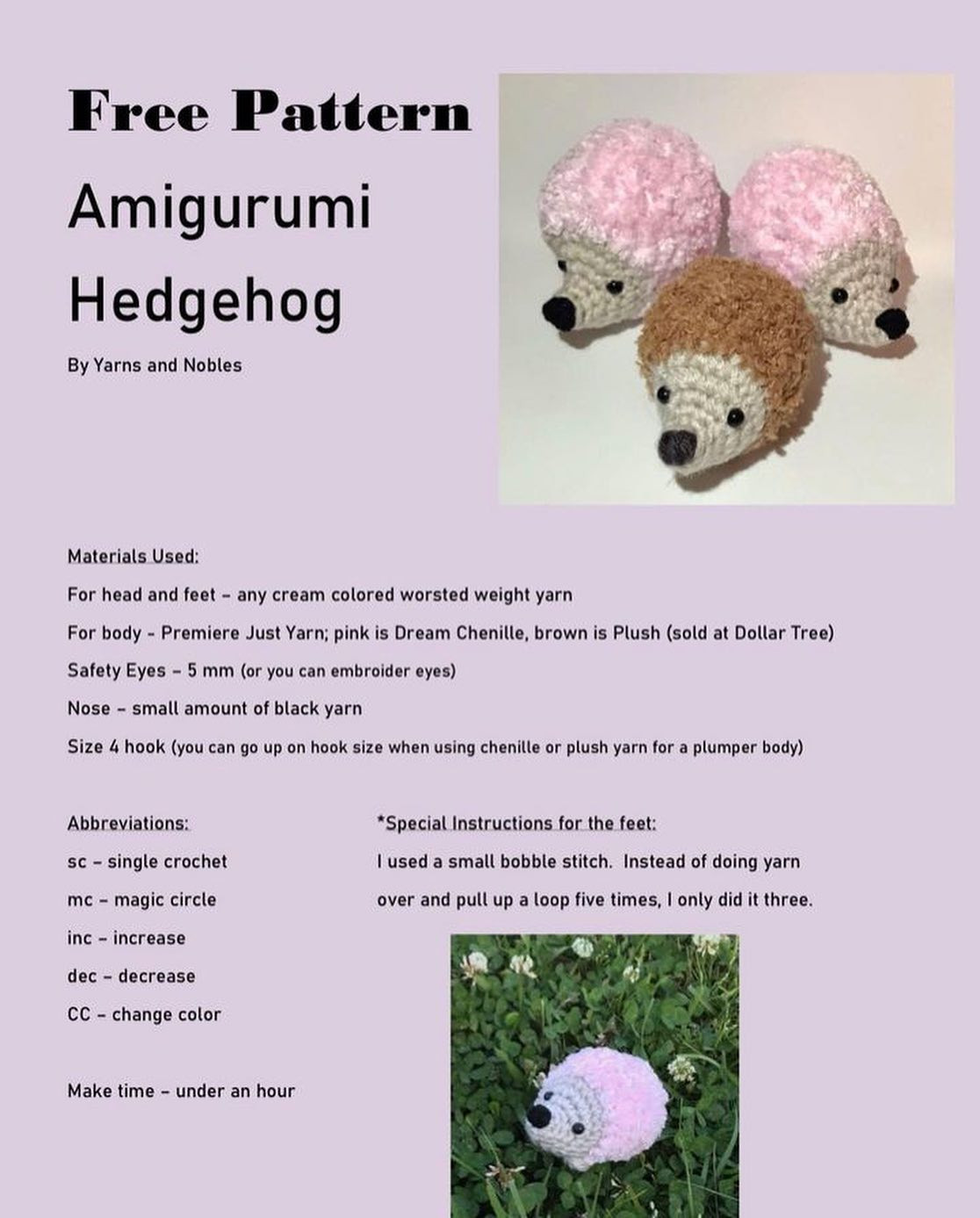 free pattern amigurumi hedgehog