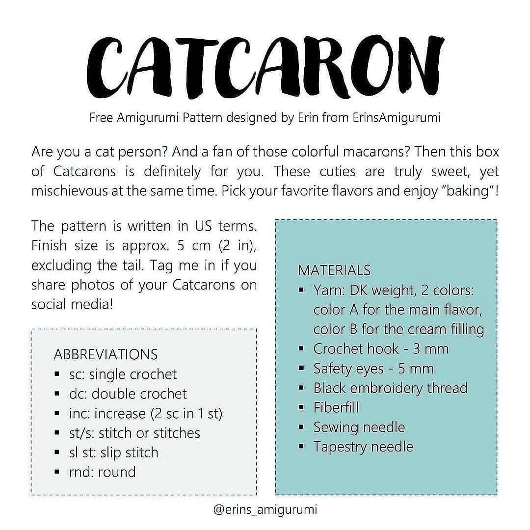 free pattern catcaron