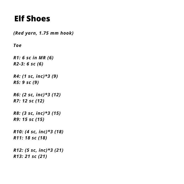 free pattern elf shoes