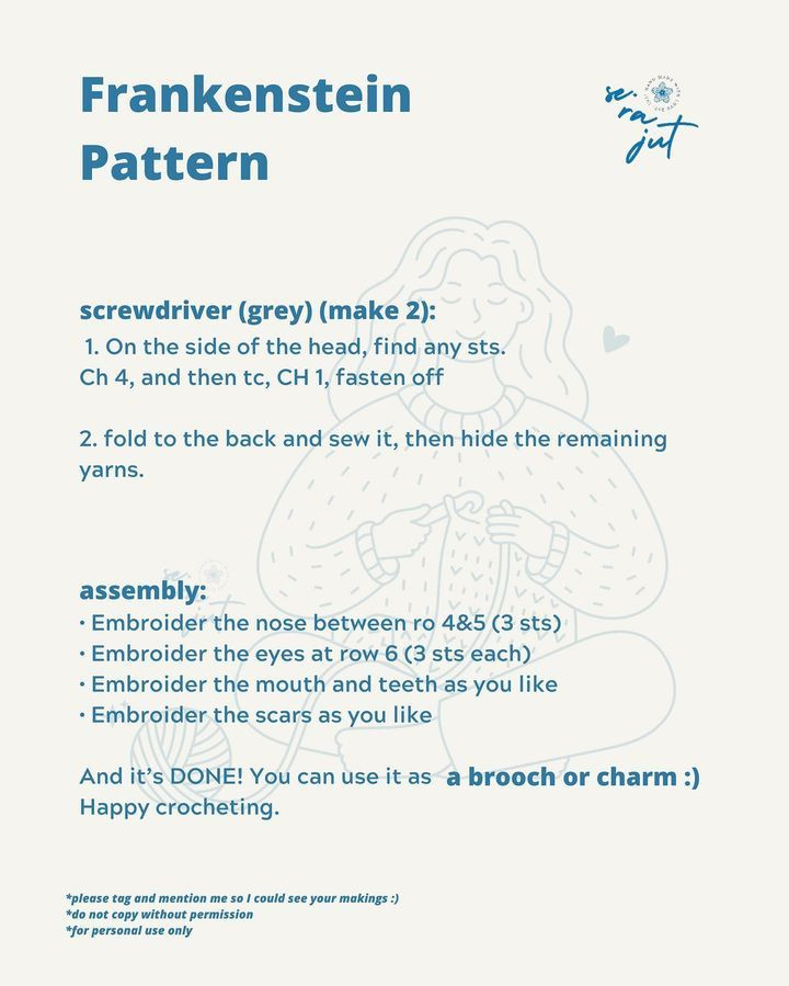 free pattern frankenstein