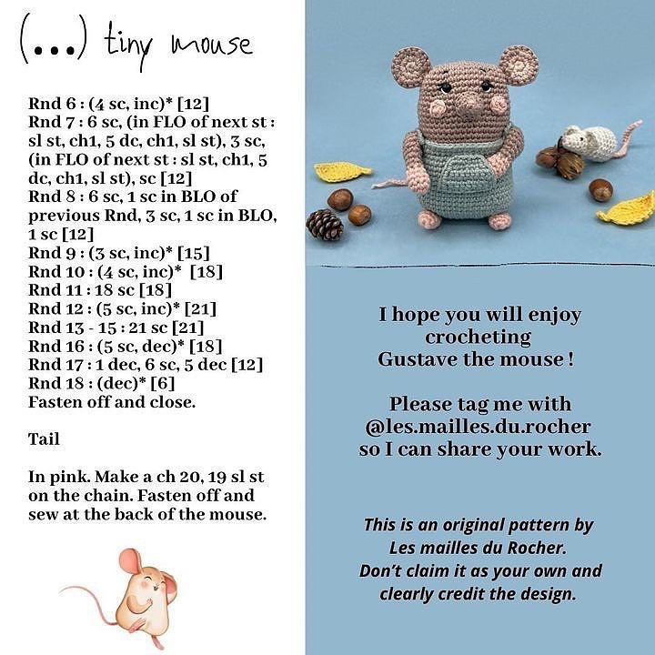 free pattern gustave the mouse