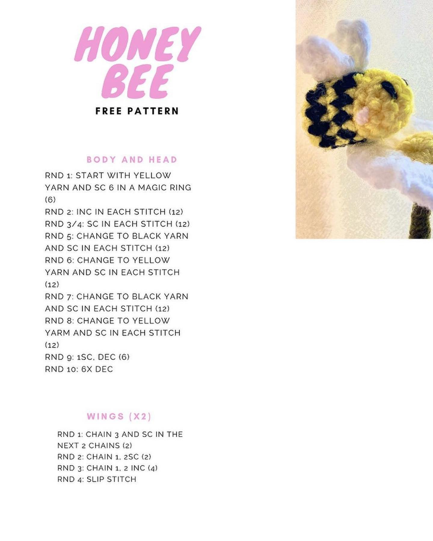 free pattern honey bee