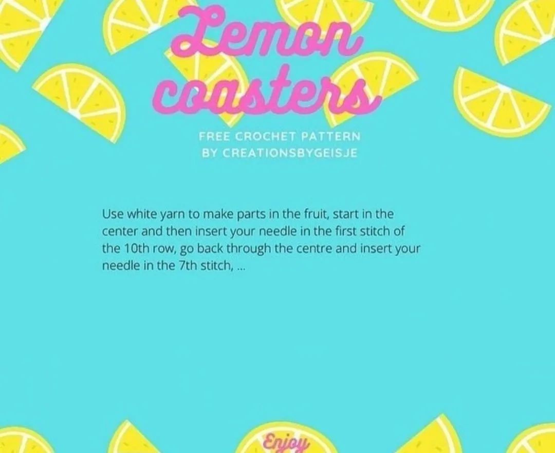 free pattern lemon coasters