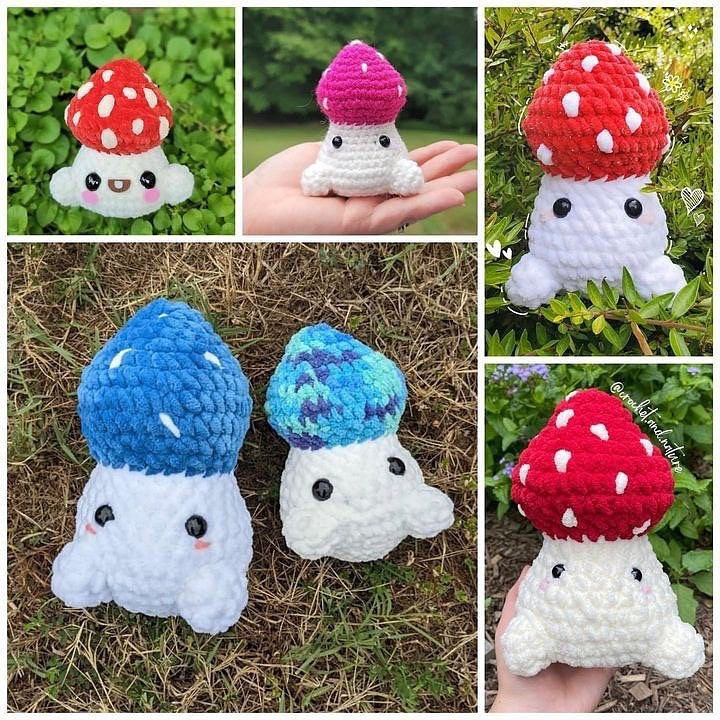 free pattern mushroom, red hat, white body