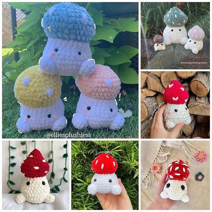 free pattern mushroom, red hat, white body