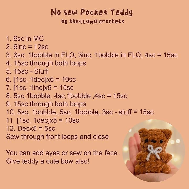 free pattern no sew pecket teddy