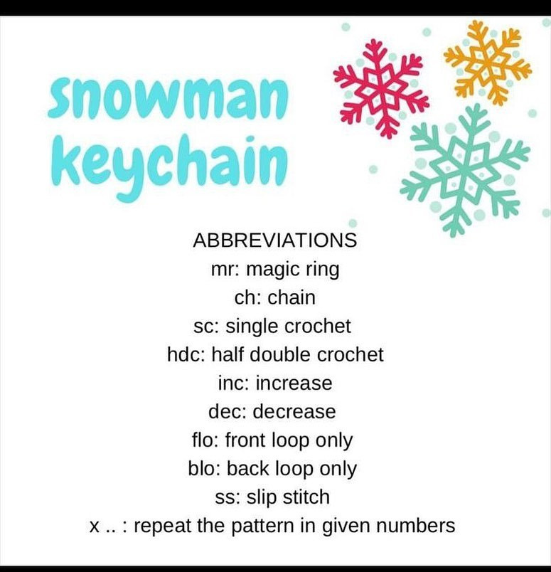 free pattern of snowman keychain