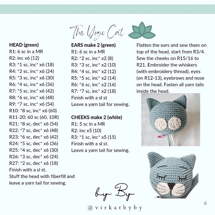 free pattern the yogi cat