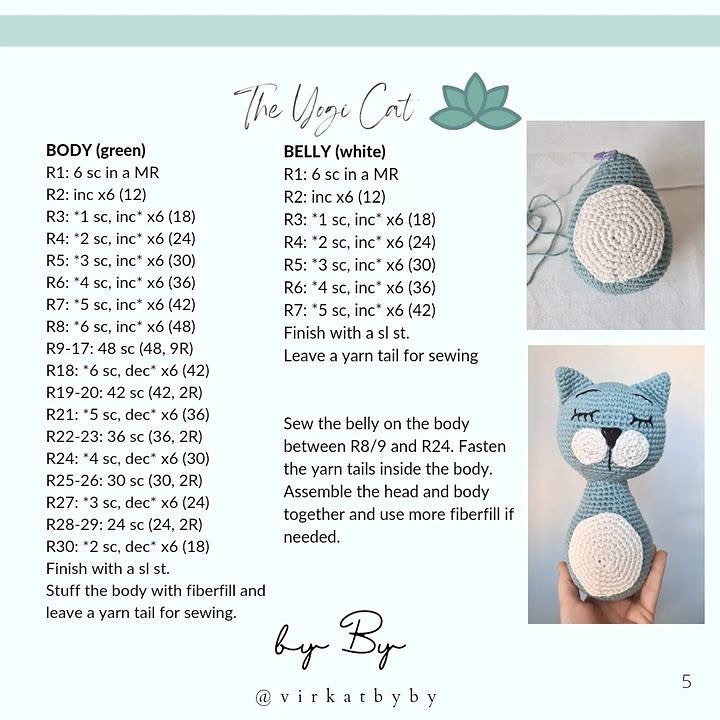 free pattern the yogi cat