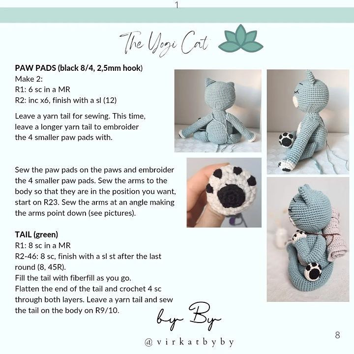 free pattern the yogi cat