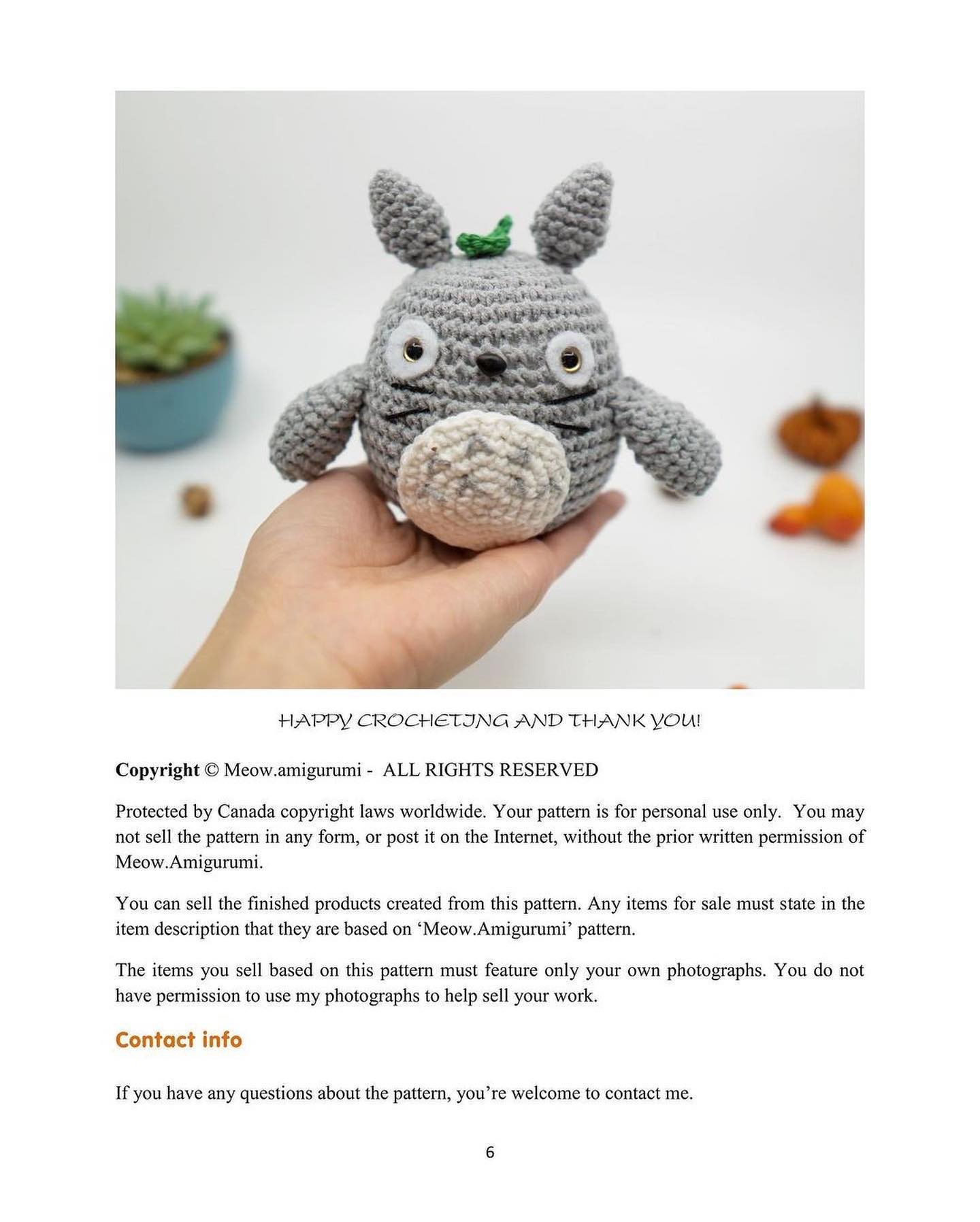 free pattern totoro