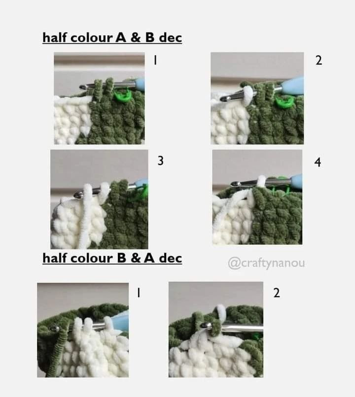 green bird, white belly, gray legs crochet pattern