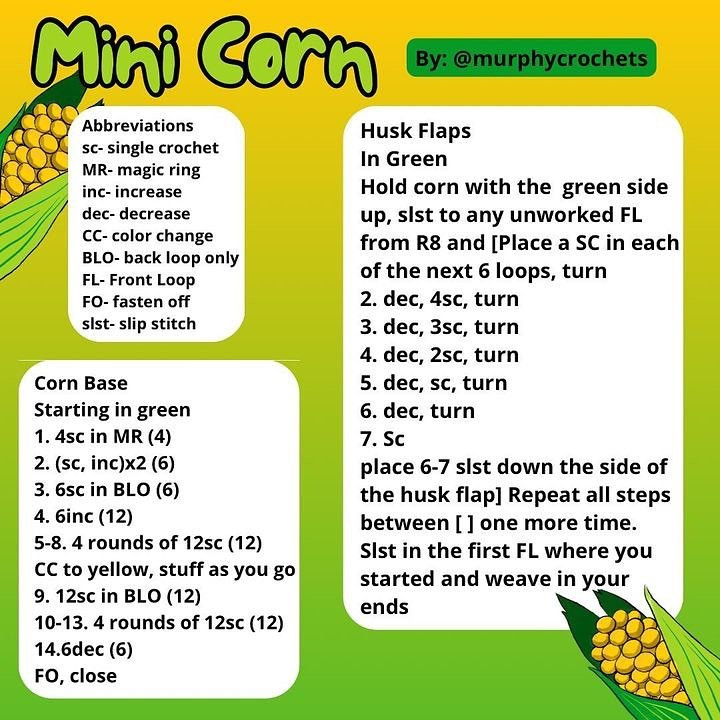 mini corn, mini turnip radish free pattern