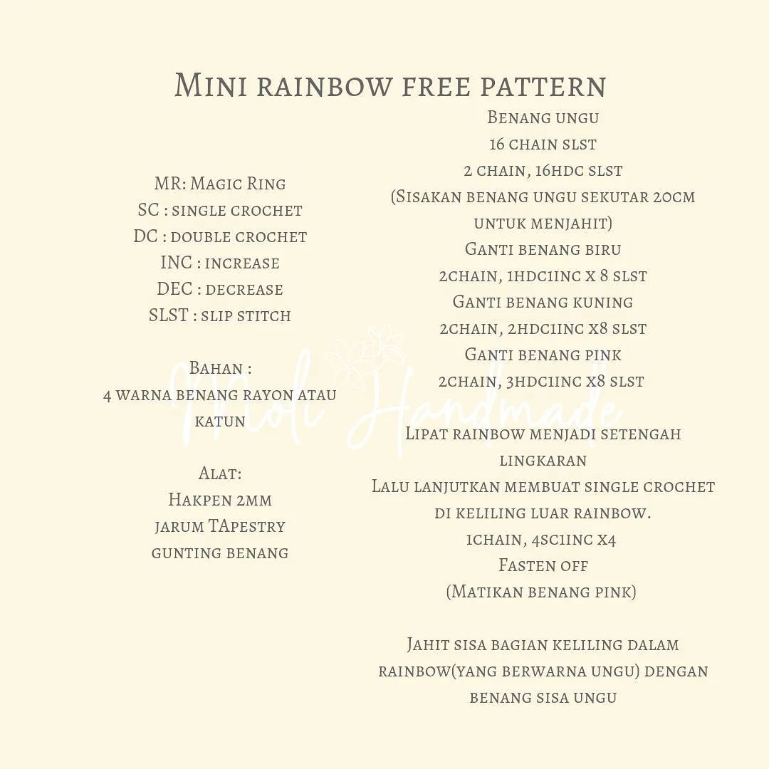 mini rainbow free crochet pattern